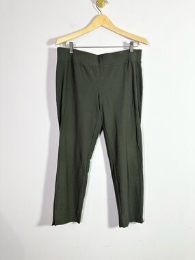 Eileen Fisher Green Mid Rise Elastic Waist Pull On Cropped Pants